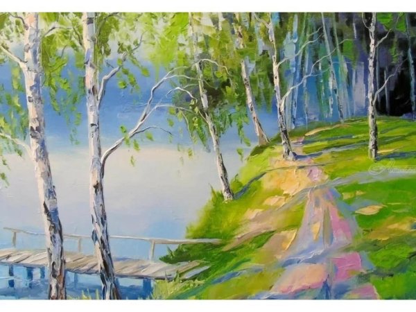 Пейзажи березы река художницы Шарыгиной Ирины