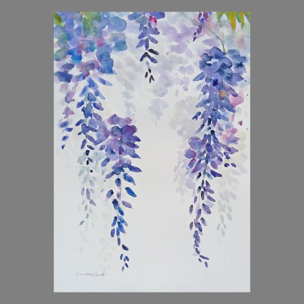 Дерево глицинии акварель