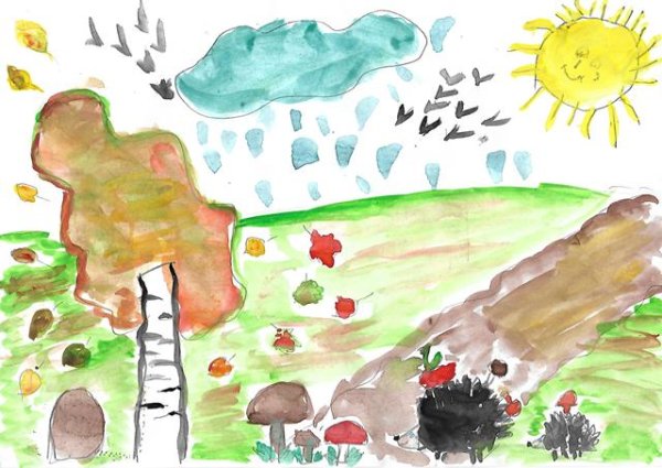 Осень наступила рисунки детей