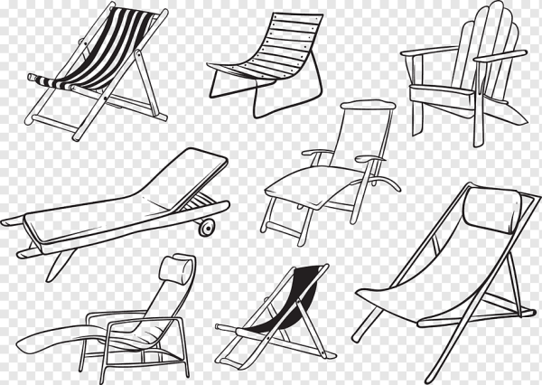 Шезлонг сбоку вектор