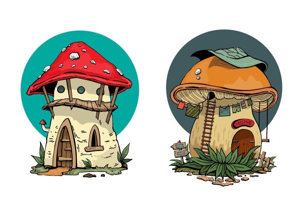 Нарисовать дом гриб