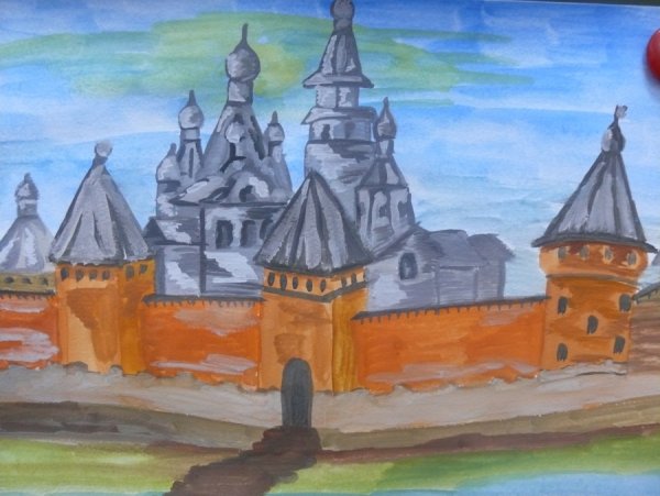 Древнерусский город-крепость изо 4 Новгород