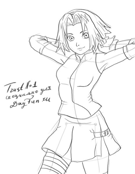 Как нарисовать сакуру Харуно из Наруто