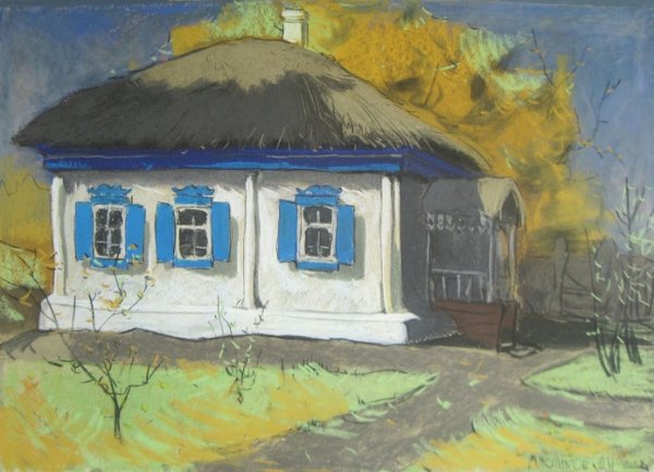 Кубанская саманная хата картина