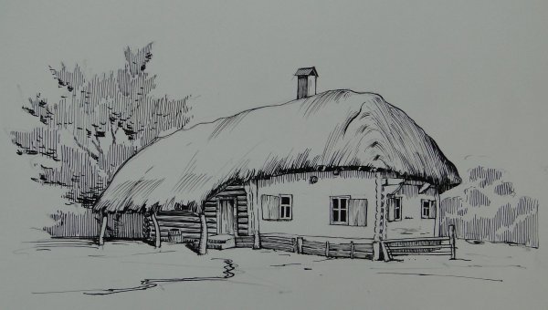 Украинская хата рисунок