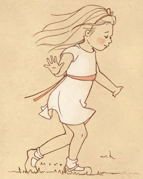 Девушка убегает рисунок