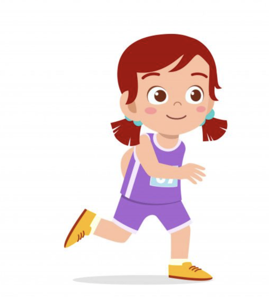 Девочка бежит мультяшка