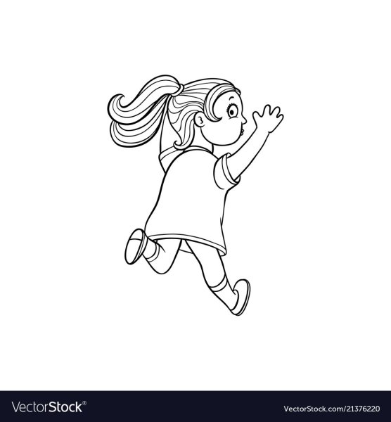 Набросок девочка бежит