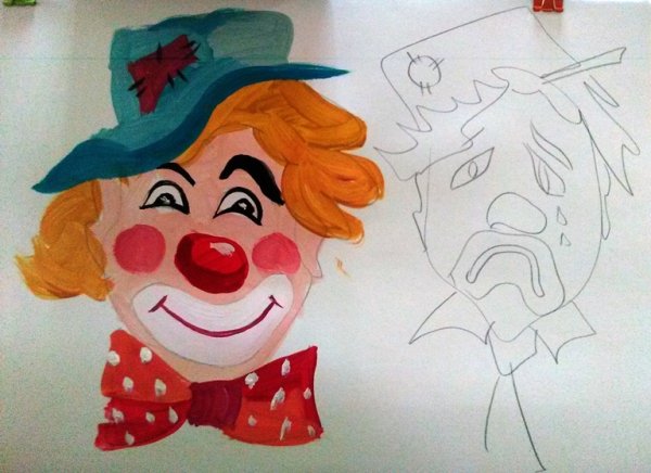 Рисование веселый клоун