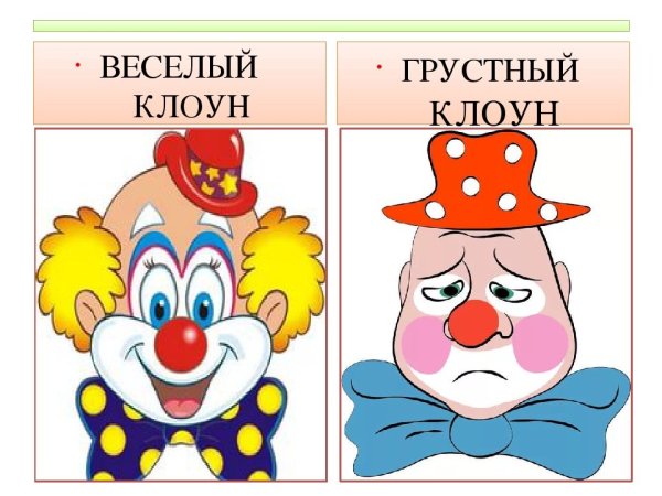 Клоун грустный и весалаы