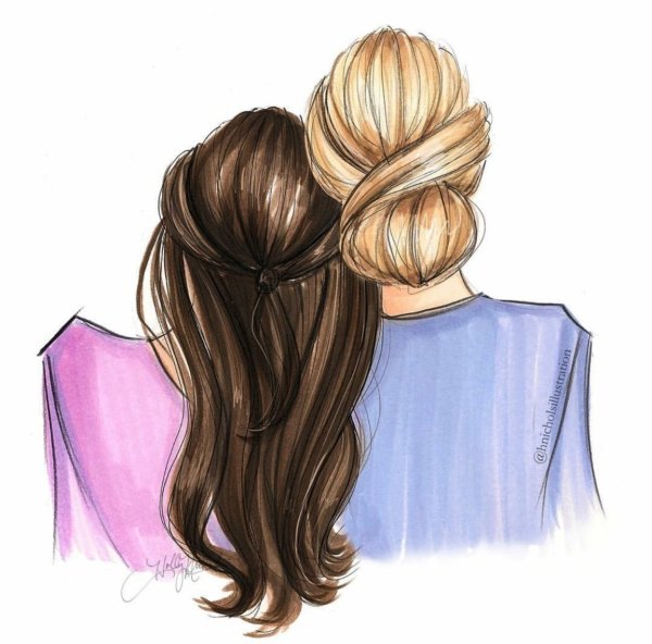 Две подружки рисунок для срисовки