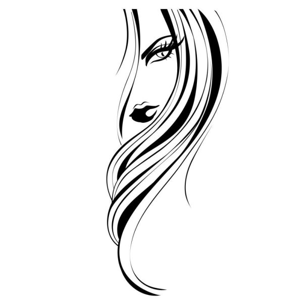 Силуэт лица девушки с волосами