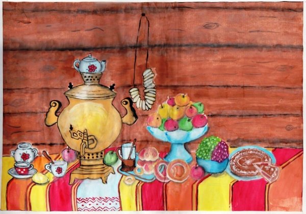 Натюрморт скатерть Самобранка