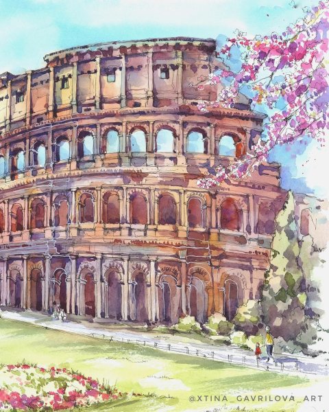 Колизей древний Рим карандашом