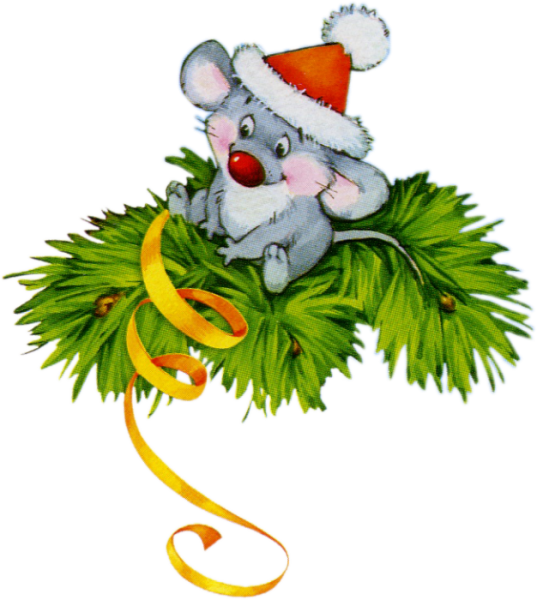 Новогодние зверушки на прозрачном фоне