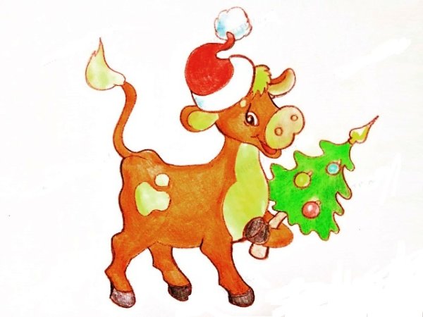 Бык рисунок на новый год
