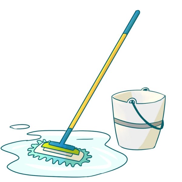 Швабра с тряпкой и ведром