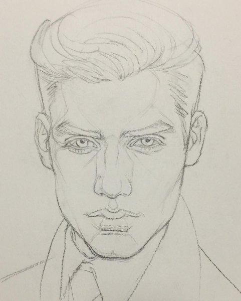 Керем Бурсин портрет карандашом