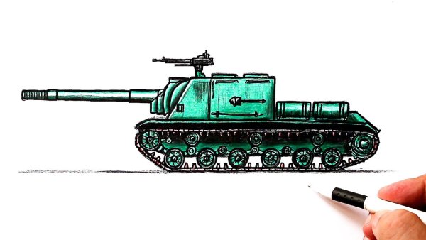 Нарисовать танк ИСУ 152