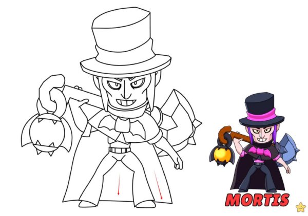 Мортис из БРАВЛ старс раскраска