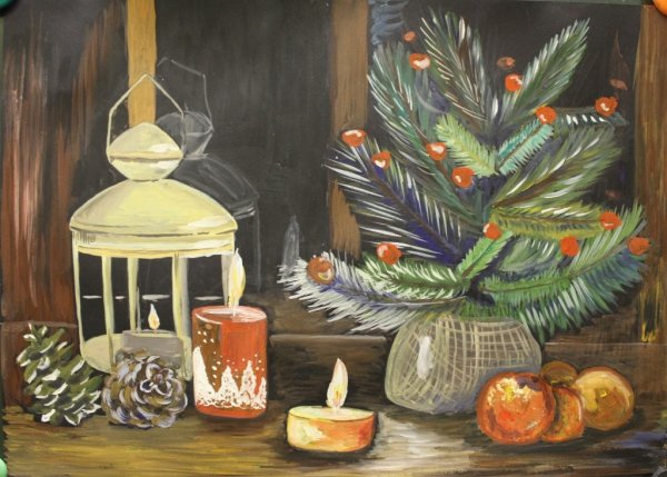 Рисование новогодний натюрморт