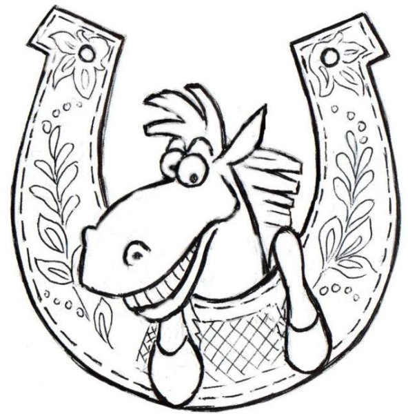 Раскраска подкова на счастье