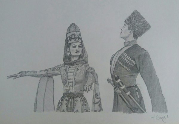 Адыгский национальный костюм для рисования