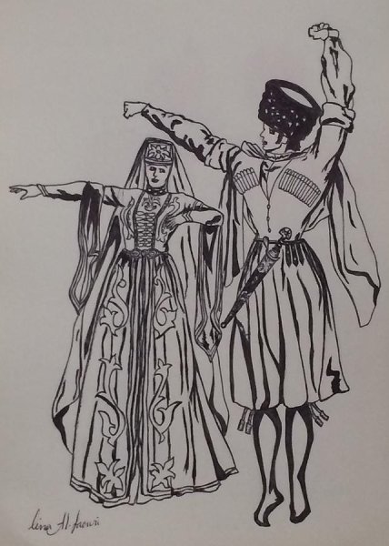 Раскраска национальные костюмы Адыги