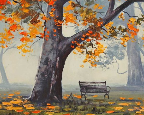 Дерево с опавшими листьями