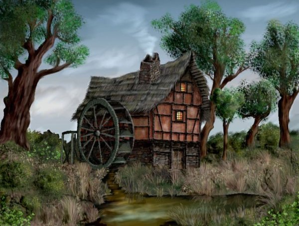 Средневековая водяная мельница