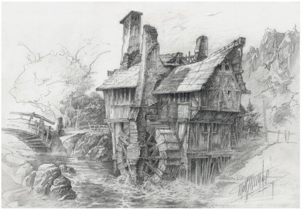 Мельница карандашом