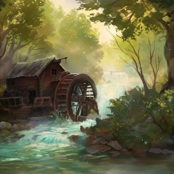 Сказочная водяная мельница