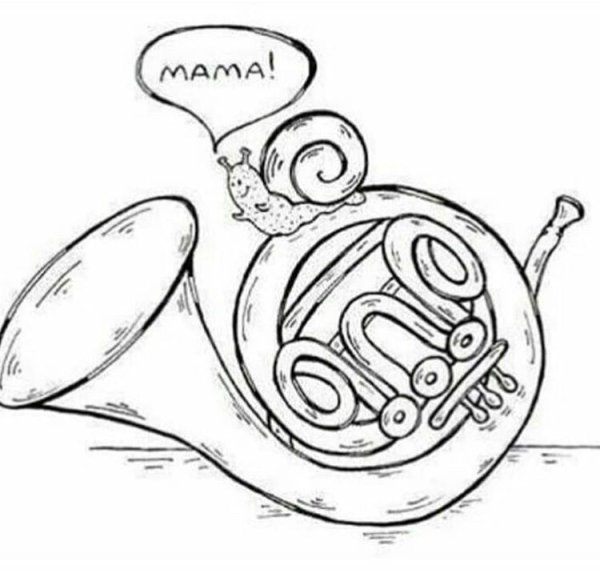 Валторна раскраска