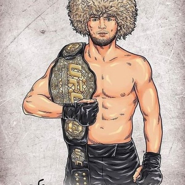 Портрет Хабиба Нурмагомедова карандашом