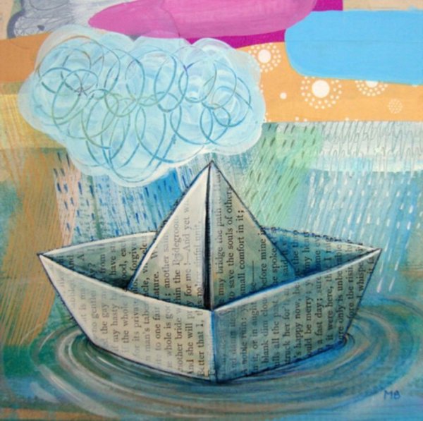 Бумажный кораблик нарисованный