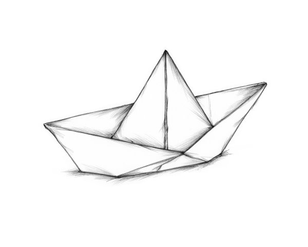 Бумажный кораблик нарисованный
