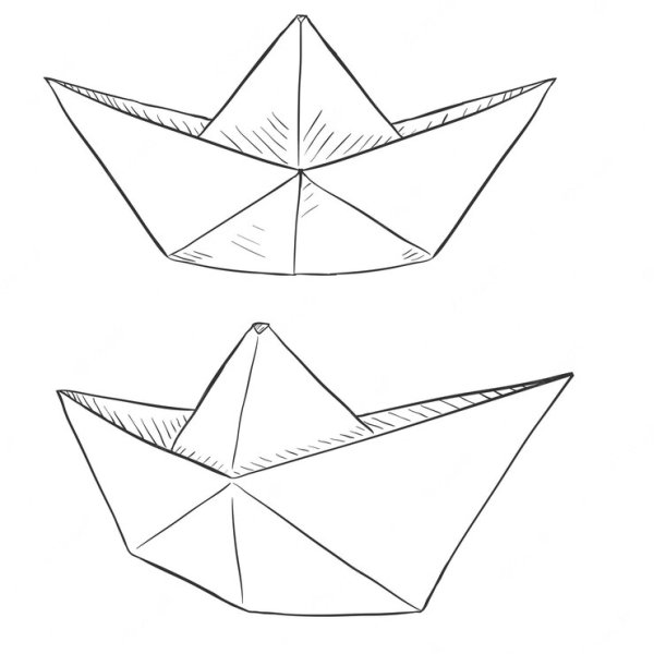 Кораблики бумажные Рисованные