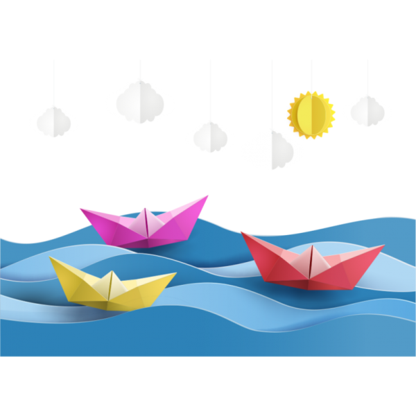 Бумажный кораблик на прозрачном фоне