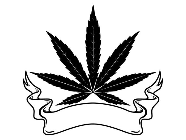 Лист конопли нарисован