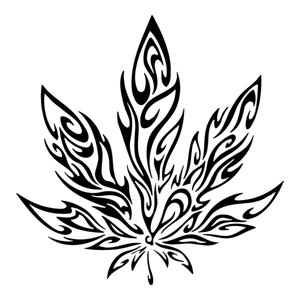 Лист конопли тату эскиз