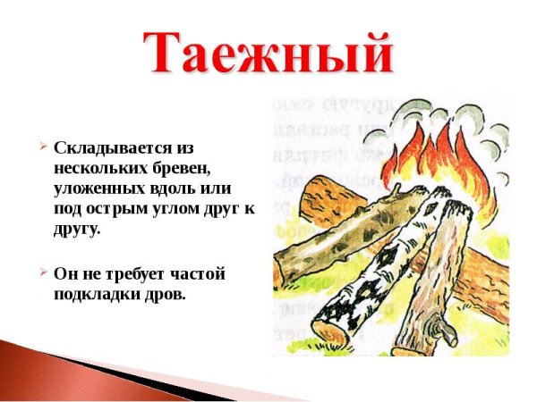 Типы туристических костров Таежный