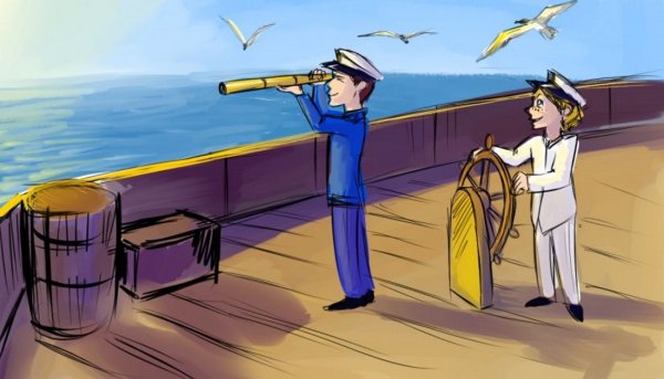 Капитан корабля на мостике