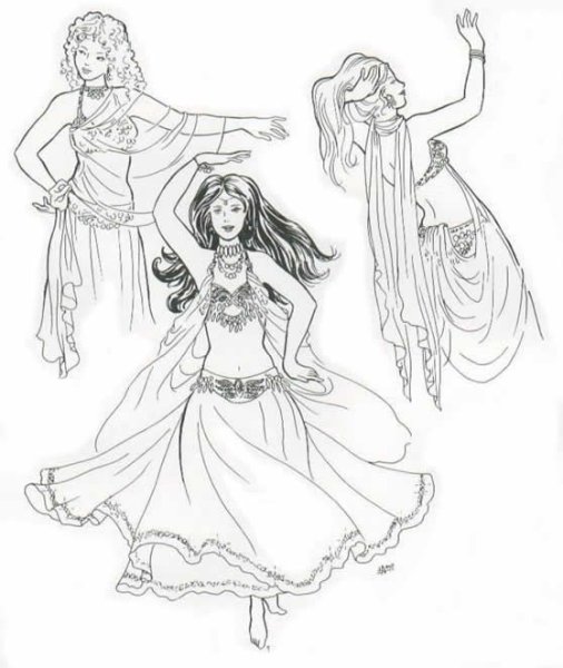 Раскраска восточные танцы