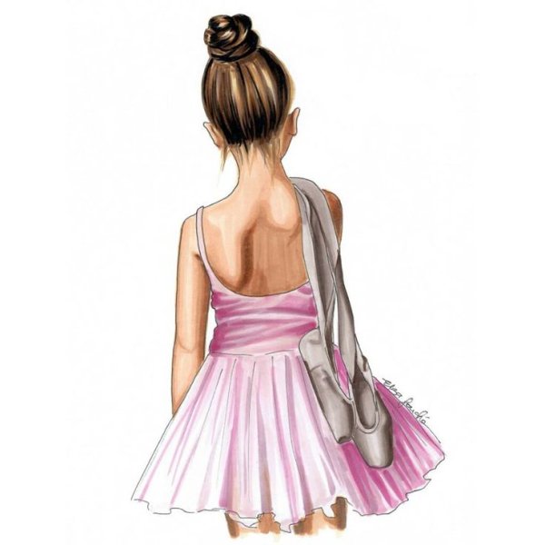 Рисованная девушка со спины