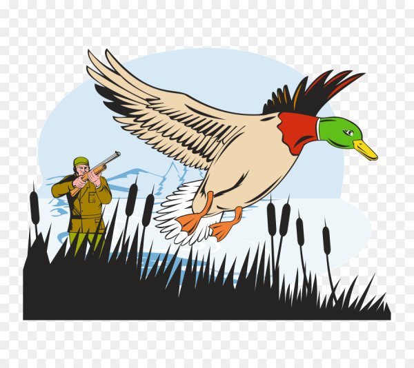Охотник с уткой векторный