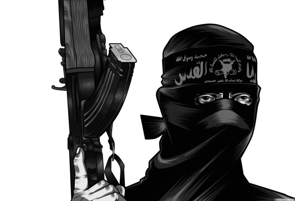 Террорист на белом фоне