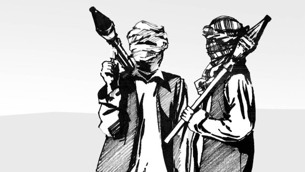 Террорист чёрно белый арт