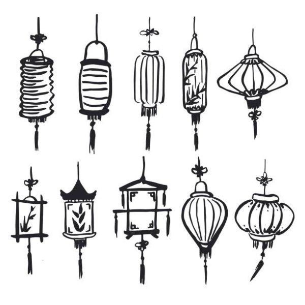 Китайские фонарики эскиз