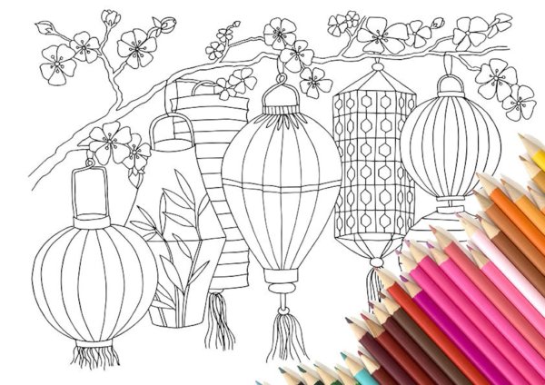 Китайский фонарик раскраска