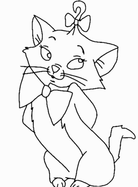 Кошка контурный рисунок